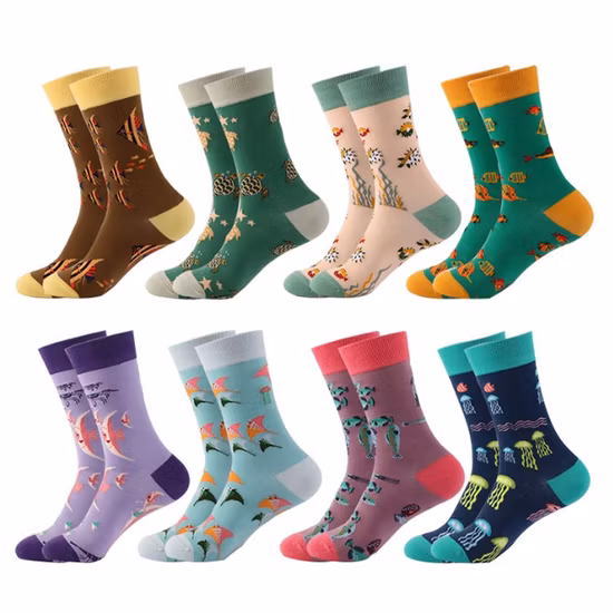 Großhandel Custom 100 Baumwolle Mode Calcetines Happy Designer Herren Crew Socken Maßgeschneiderte OEM Beste Neuheit Funky Colorful Funny Man Bambus Baumwollsocken